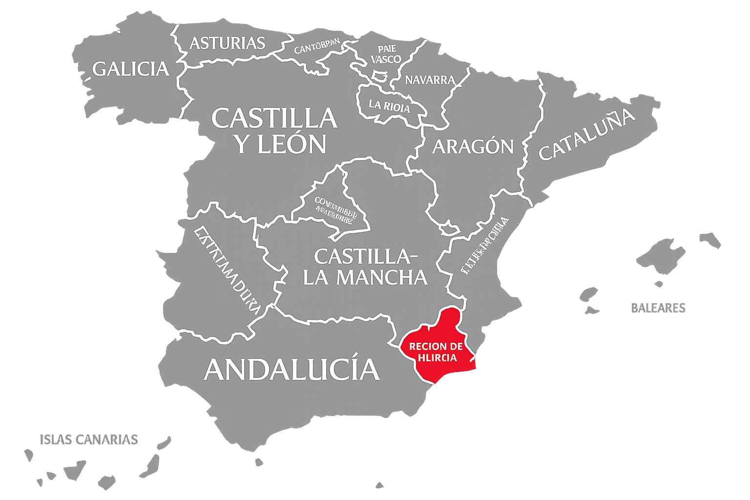 Map highlighting Valencia and Murcia coastal regions